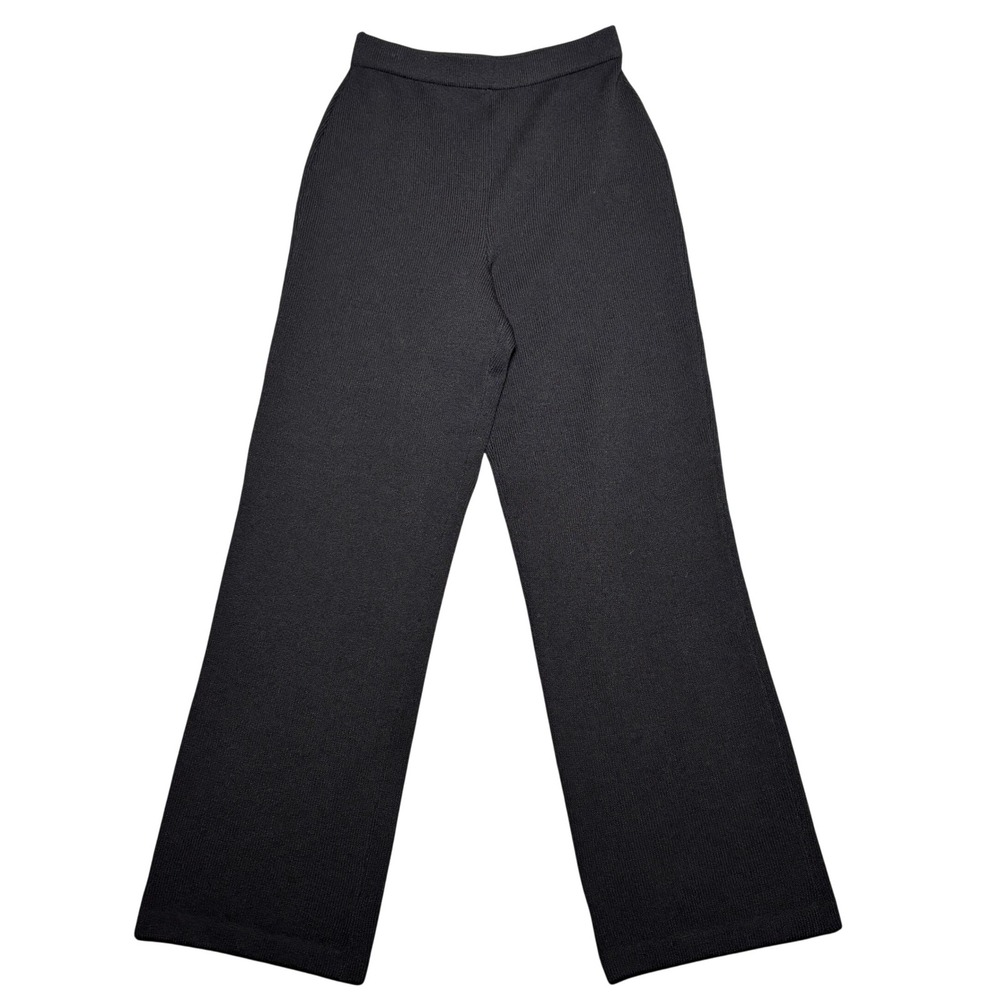 St. John Basics‎ Black High Rise Wide Leg Santana Knit Pull On Pants Womens 4